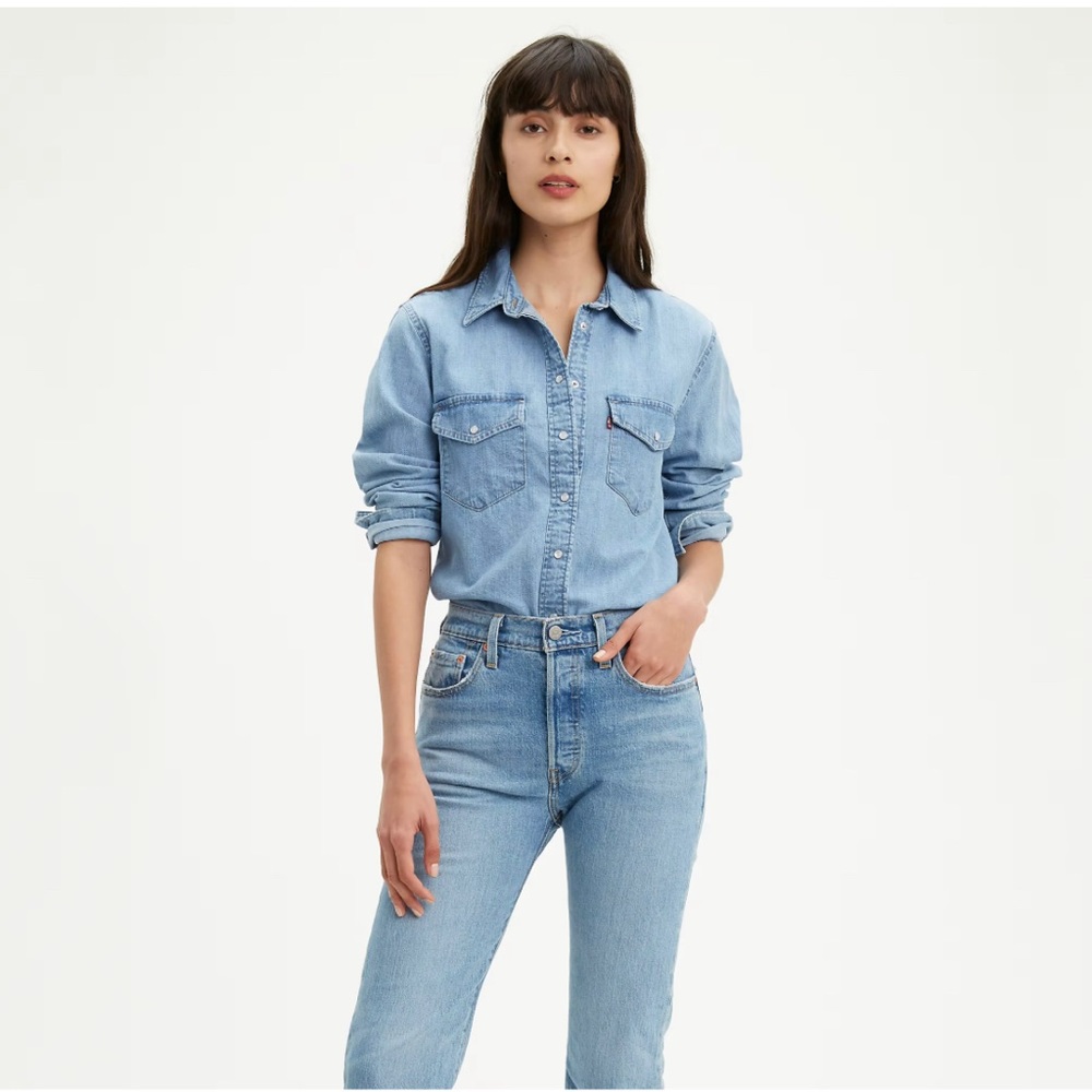 LEVI STRAUSS ESSENTIAL WESTERN DENIM SHIRT classic fit size S